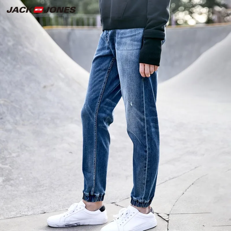 Мужские повседневные джинсы JackJones Стрейчевые хлопковые укороченные с завязками