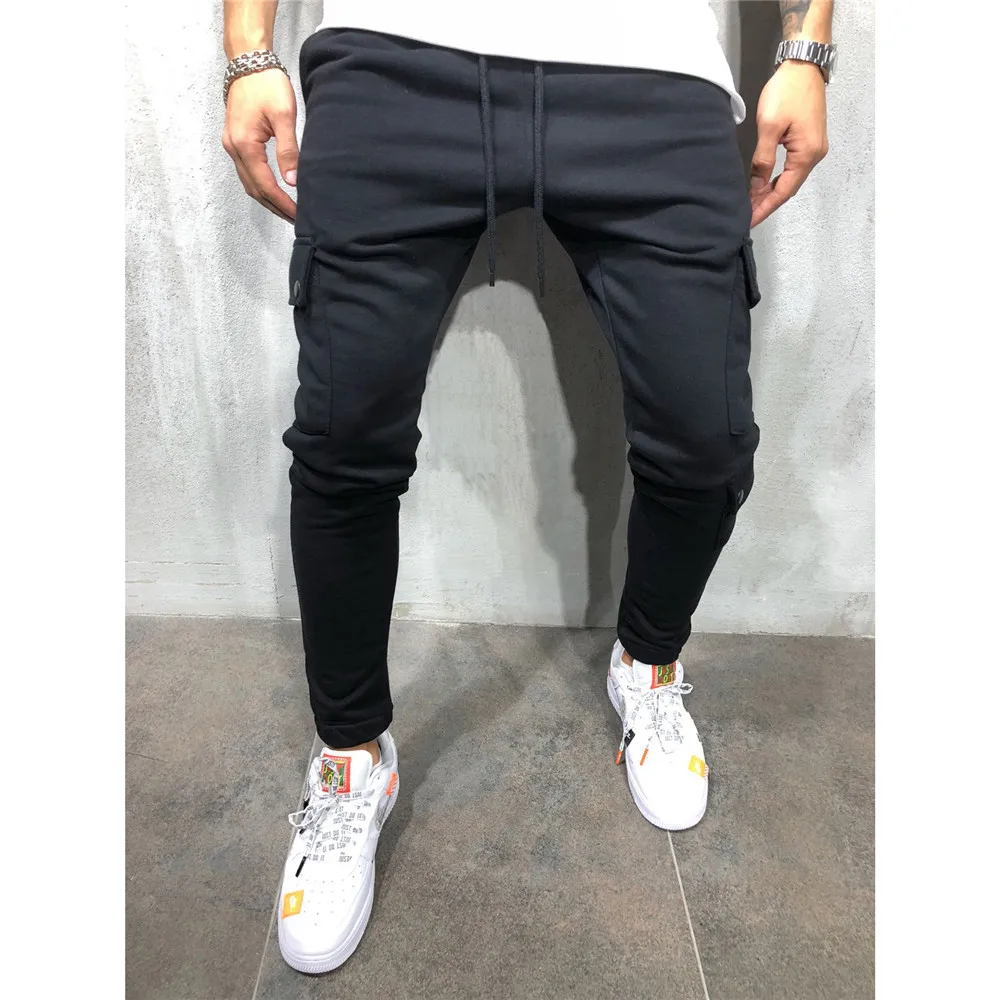 

2021 Men's Fashion Black Hip Hop Casual Side Pocket Tooling Harem Pants Summer Breathable Jogging Pants Fashion Street Pants