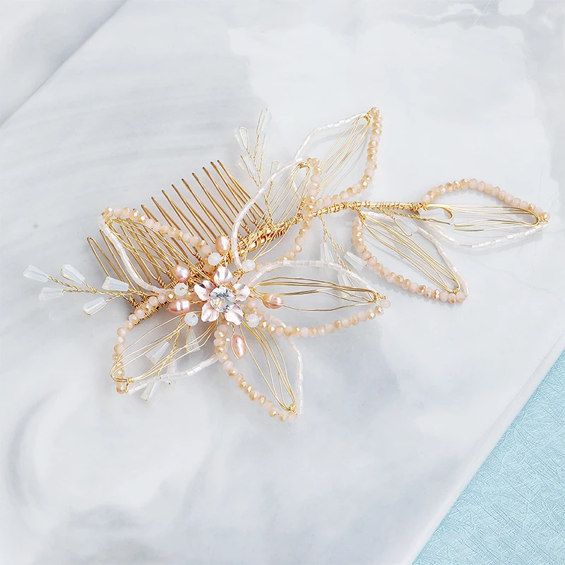 Miallo 2019 новейшие золотые цветы ручной работы Свадебный гребень для волос заколки