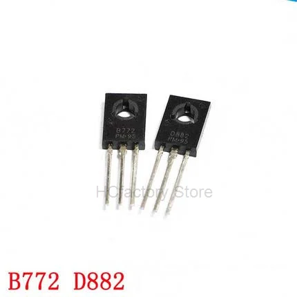 

Original 20PCS 2SD882 D882 2SB772 B772 TO-126 ( 10PCS D882 + 10PCS B772 ) TO126 PNP tube Wholesale distribution list
