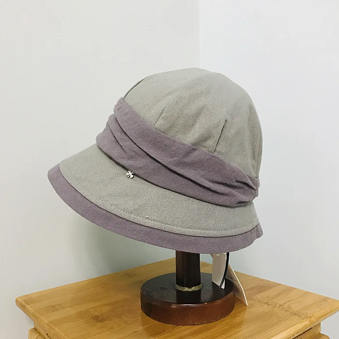 Spring and summer leisure cotton and linen material folding sunscreen beach fisherman hat basin hat brim cloth hat