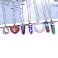 2021 new boho style natural stone necklace men and women charm necklace fashion jewelry heart cross drop oval geometric shape