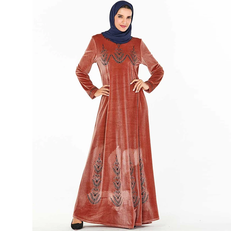 Женское бархатное платье розовое в мусульманском стиле|Мусульманская одежда| |