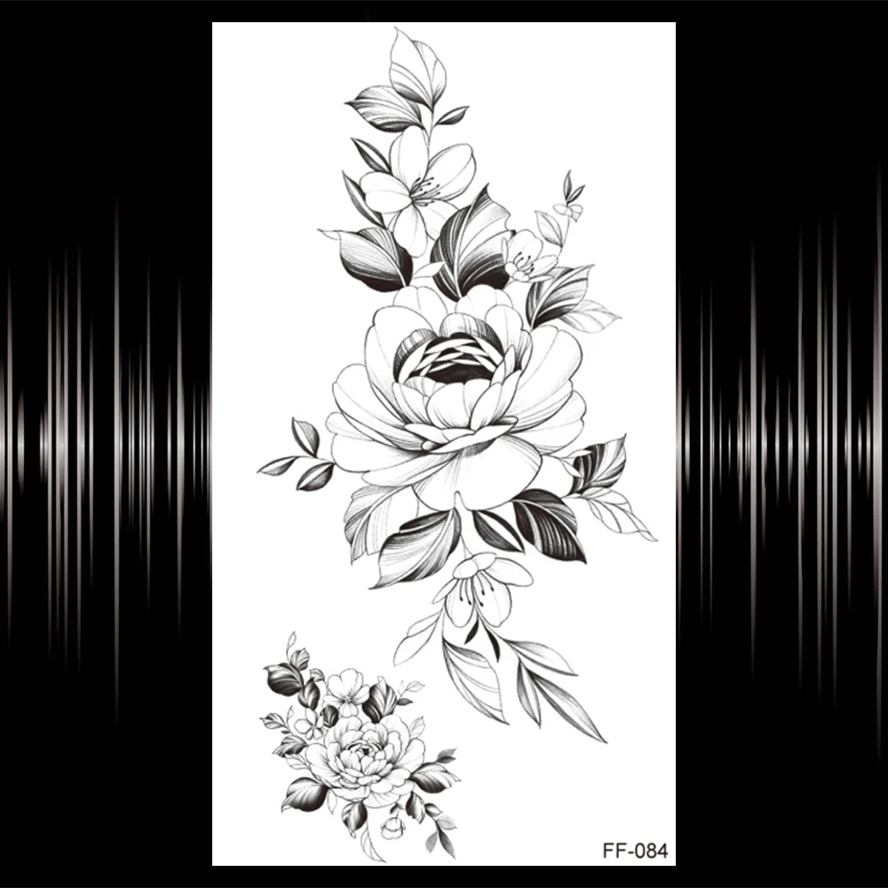 Тату-наклейка Женская Временная водостойкая в виде цветка пиона | Красота и