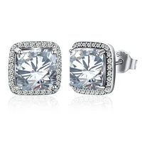 ypay 100 real 925 sterling silver white square stud earring with aaa zircon yme006