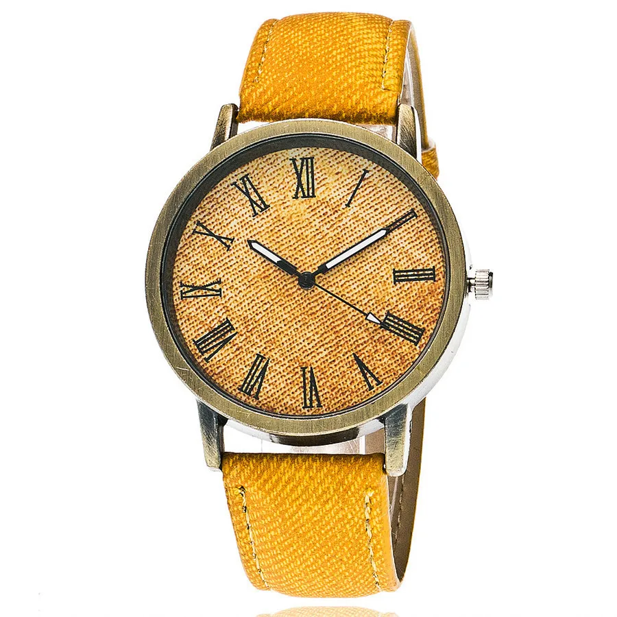 

VintageWatch lady copper watch popular style roman scale denim watch quartz watch