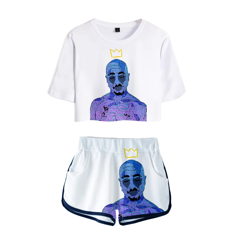 Женский комплект из двух предметов 2Pac футболка с коротким рукавом и 3D принтом