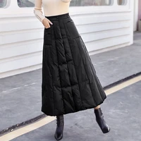 2021 winter new warm skirt womens one piece all match winter thickened long down cotton skirt bag hip skirts