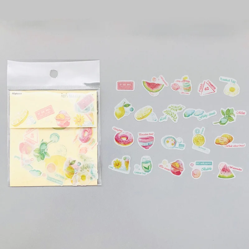 

1 Pack (40 pcs stickers) Refreshing Summer Lemon Snacks DIY Decorative Stickers Dairy Album Decor Phone Bottle Sticker