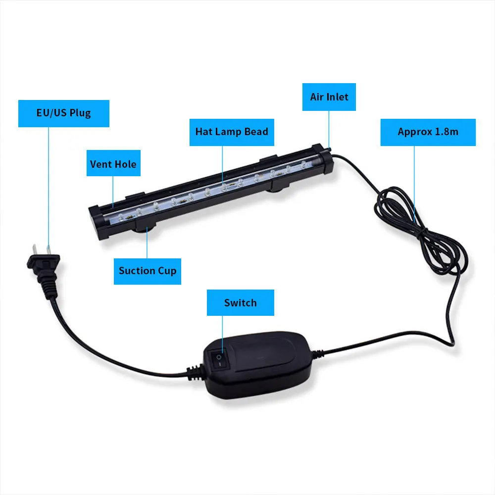 Светодиодный светильник для аквариума водонепроницаемый 35 см подводный