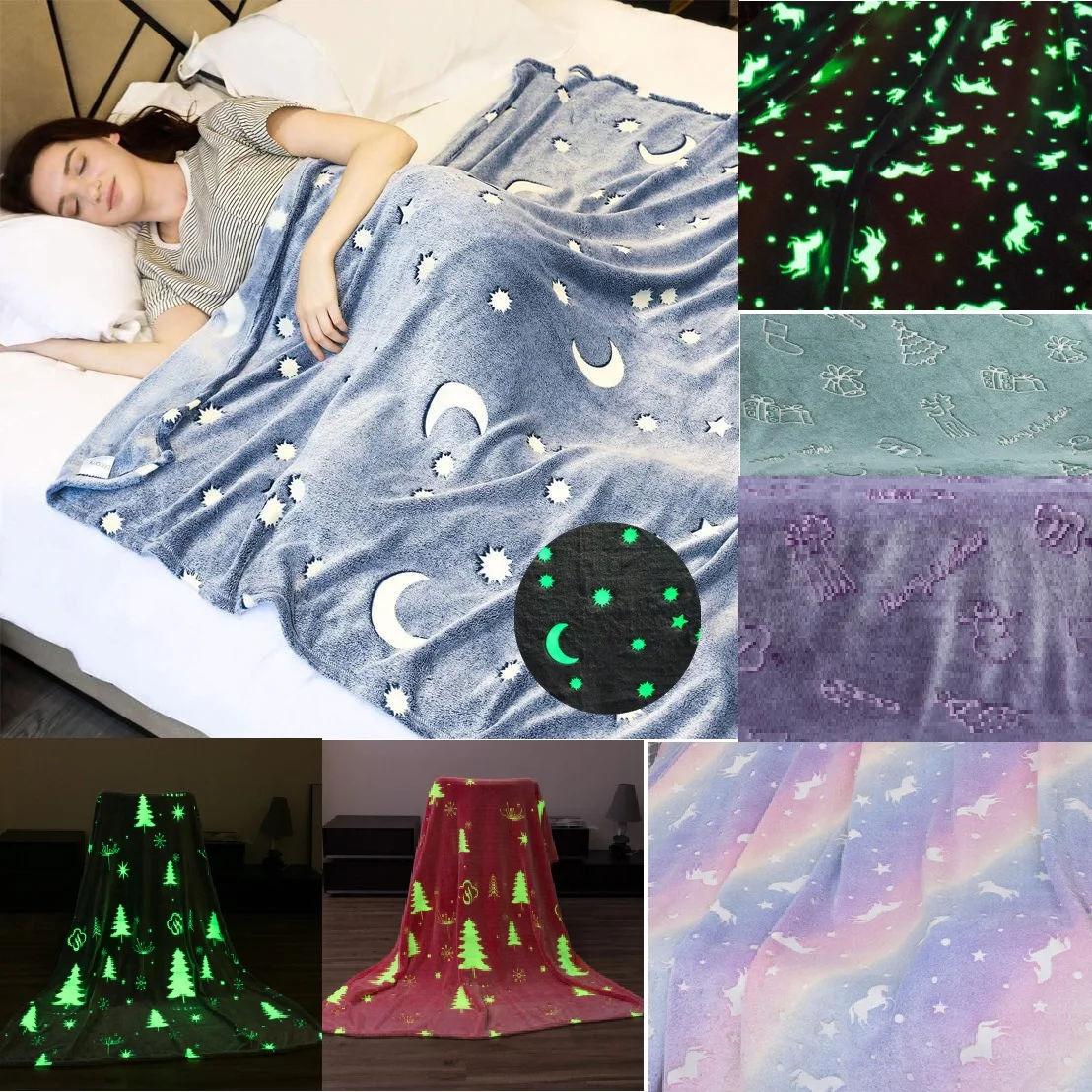 

Luminous Glow Blanket Super Coral Blanket Children Christmas Gift Fluorescent Blanket Siesta Coverings Sheet Sofa Bedspread