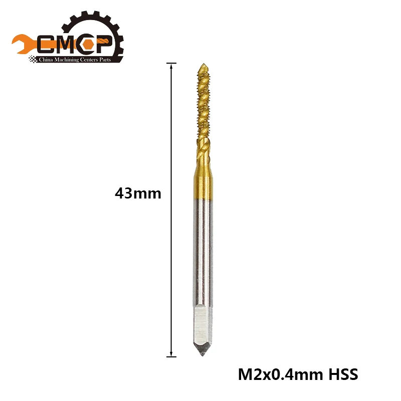 M2x0.4 1 шт. M2/M2.5/M3/M3.5/M4/M5/M6/M8 спиральный резьбовой кран высокоскоростной стальной ручной кран сверло титановое покрытие метрический винт кран - Цвет: M2x0.4