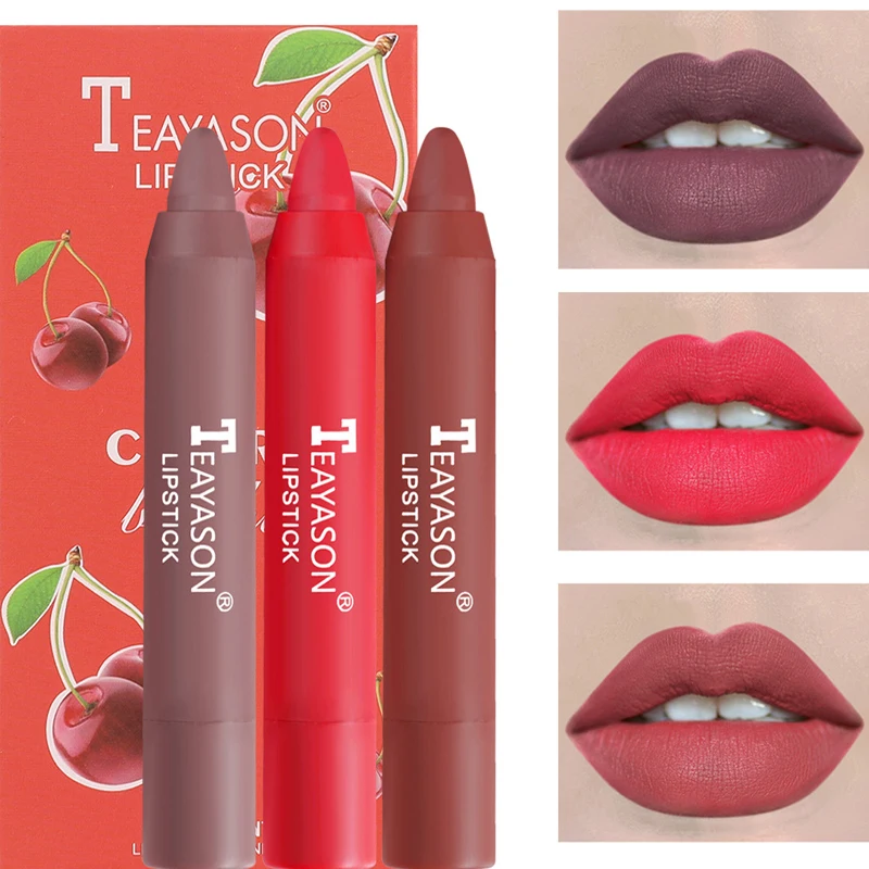 

Matte lipstick sexy waterproof lipstick makeup lasting moisturizing non-stick cup cosmetics 1/3 colors nude crayon lipstick