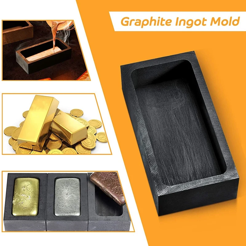 

4 Pieces 1 KG Graphite Ingot Mould Casting Ingot Crucible Mould Silver Gold Ingot Mould Melting Casting Refining