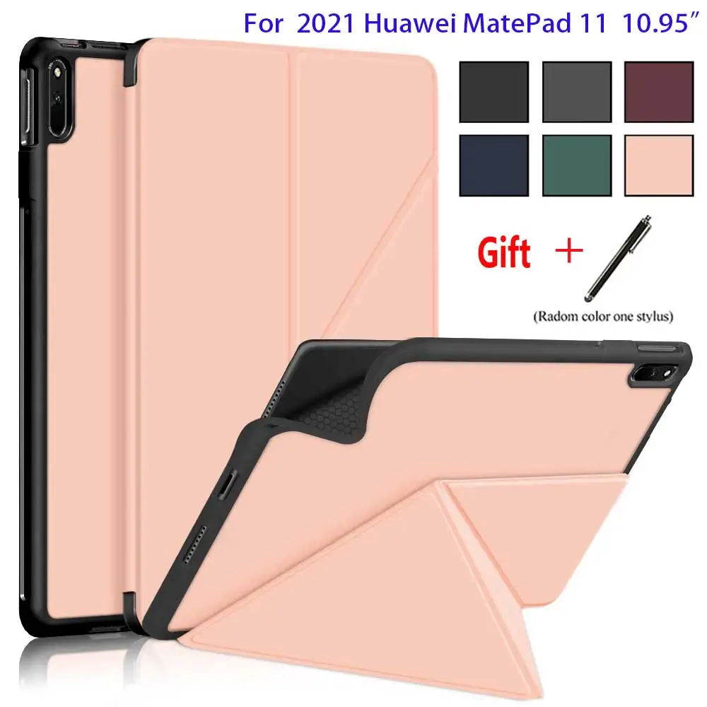 

2021 New Case for Huawei MatePad 11 10.95",Soft TPU Back Cover with Pencil Holder Smart Slim Trifold Stand Auto Sleep/Wake Cover