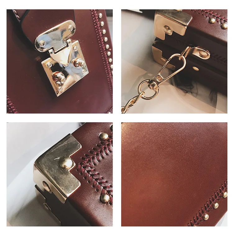 WOBAG Высокое качество маленькая квадратная сумка на плечо пакет клатч модная сумка с заклепками форма сумка через плечо повседневная женская сумка