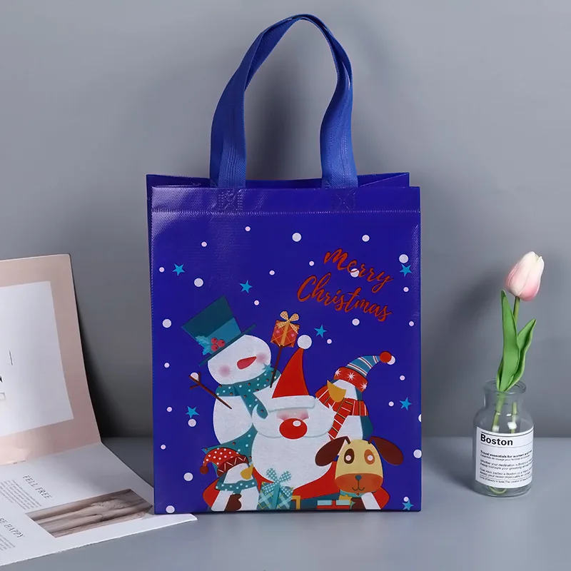 

Многоразовые рождественские продуктовые сумки, сумки-тоуты с ручками, многофункциональные нетканые рождественские мешки, 12 шт.