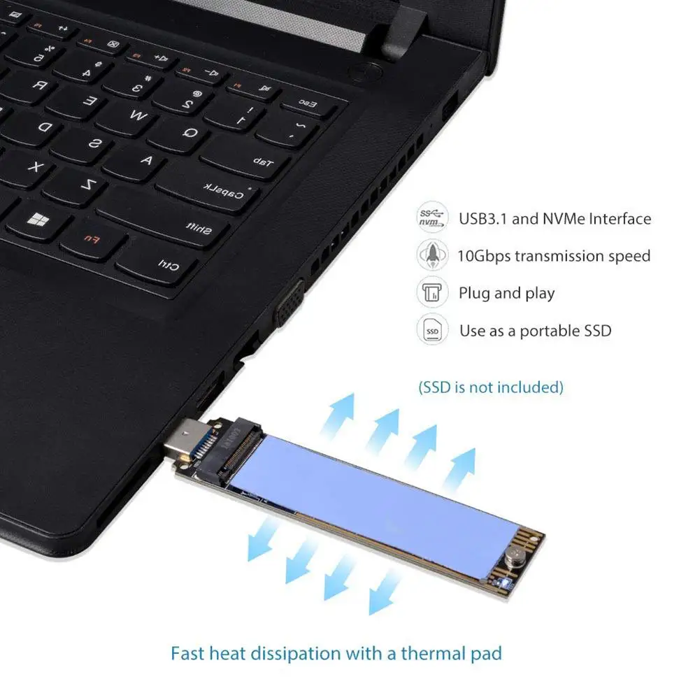 M2 SSD чехол NVME корпус M.2 на USB тип A 3 1 адаптер карта жесткий диск конвертер