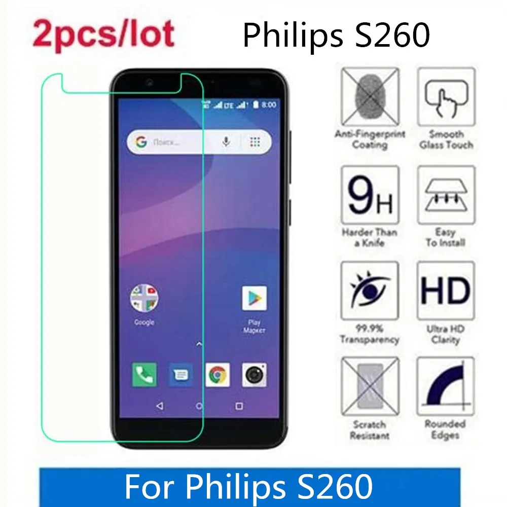 Закаленное стекло для Philips S260 2.5D Премиум Защитная пленка защитная