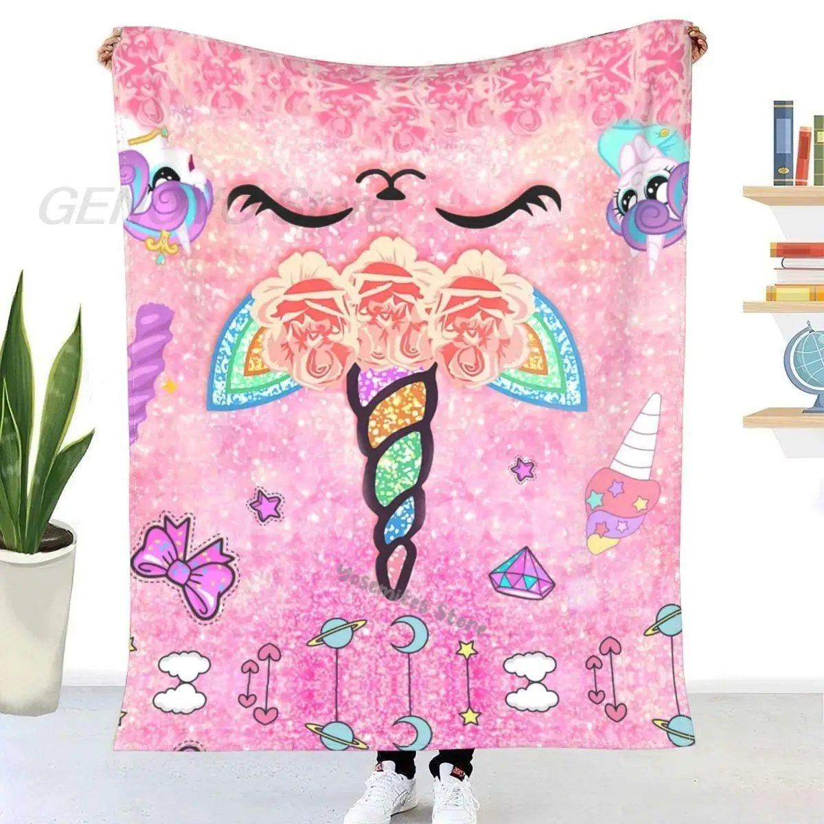 

Cartoon Einhorn Decke Sherpa Decke Bettwäsche weiche Decke