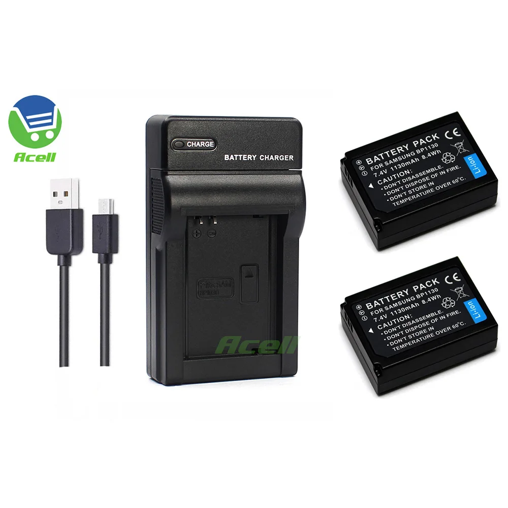 Аккумулятор BP1130 + зарядное устройство USB для SAMSUNG NX500 NX1000 NX1100 NX2000 NX200 NX210 NX300 NX300M