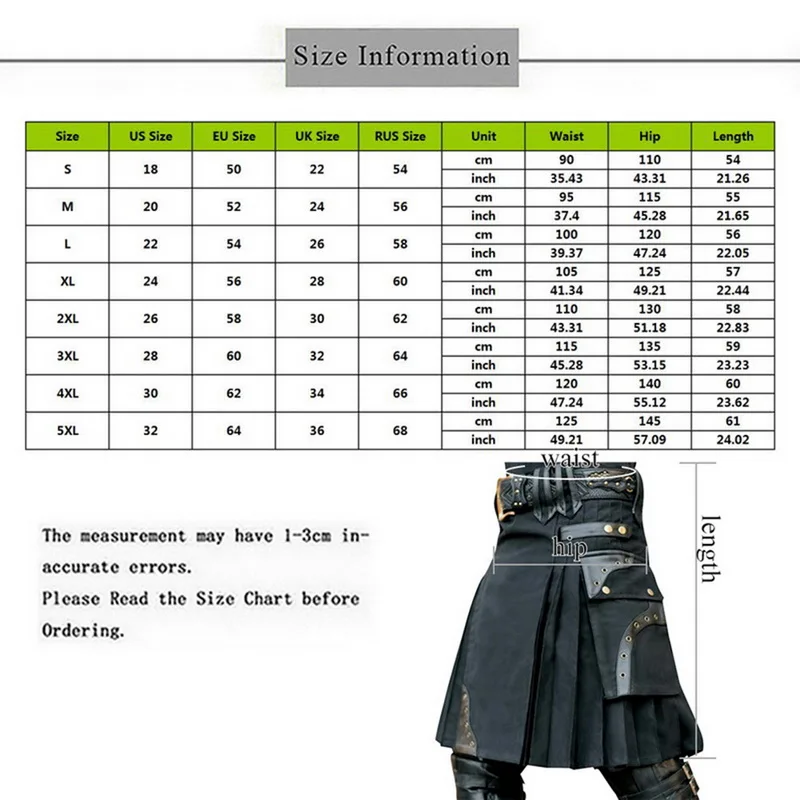 CYSINCOS новинка 2019 традиционная шотландская Мужская юбка Kilt металлическая