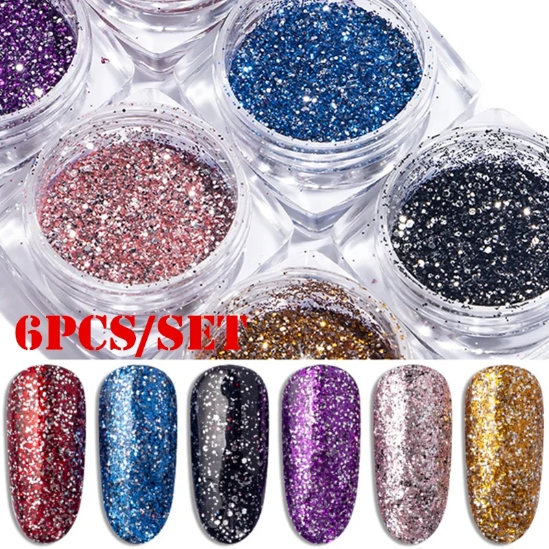 6 шт./компл. красочные свободные порошок ярко-розовый маленький лазерный Красивая