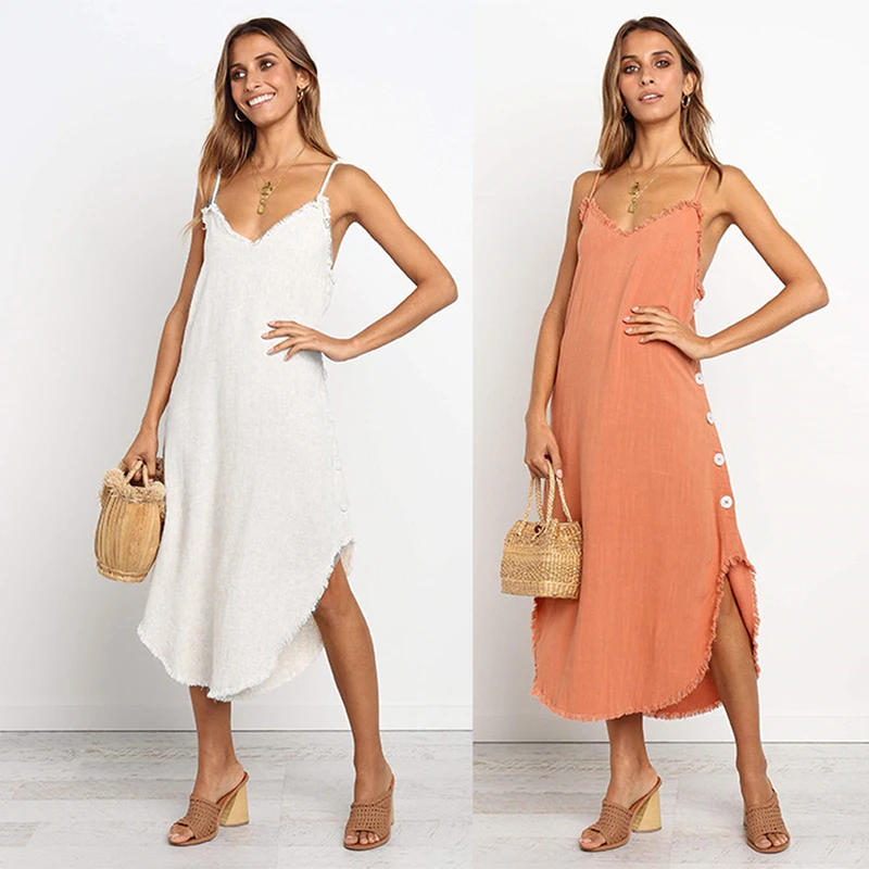 Повседневное платье с v-образным вырезом женское макси сексуальное летнее