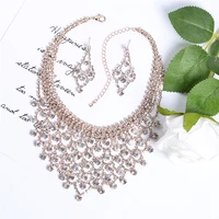 new style ladies earrings and necklaces shiny rhinestone choker prom wedding accessories luxury bridal jewelry gifts k72321