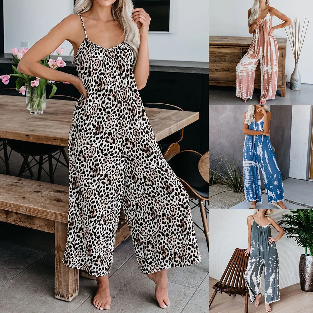 

2021 New Tie-dye Jumpsuits Women Casual Jumpsuit Loose Overalls Denim Rompers For Women