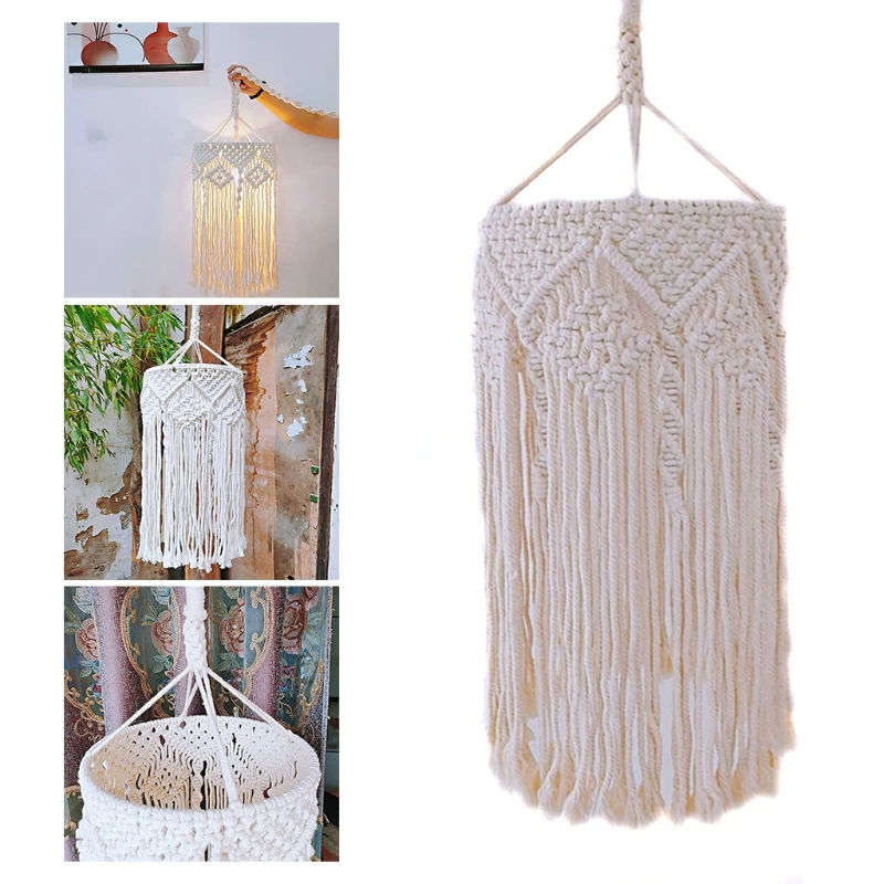 

Elegant Nordic Bohemian Tassel Lampshade Hand-woven Hanging Decor Pendant Lightshade Cotton Decorative Lighting Crafts