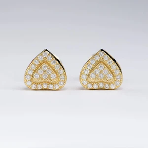 Hiphop Full D Color Moissanite Heart Stud Earrings for Women Jewelry Ins 925 Sterling Silver VVS1 Moissanite Earrings Birthday