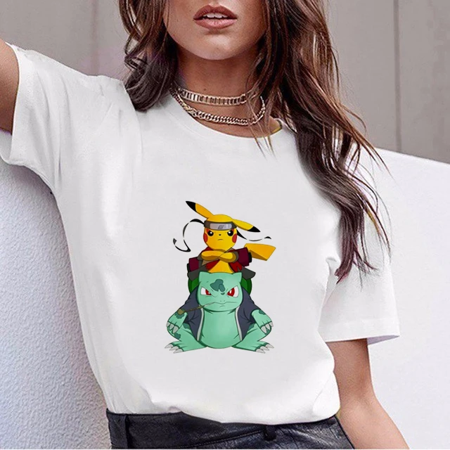 Новая летняя женская футболка с принтом Покемон Пикачу Harajuku Ullzang Kawaii для девочек