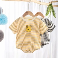baby girls and boys romper bear print straipe jumpsuit cotton rompers outfits newborn one piece infant summer clothes