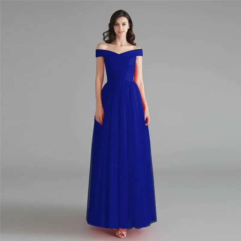 royal blue Платья подружки невесты Элегантное длинное платье на свадебную вечеринку Королевские синие платья большого размера из тюля для подружки невесты - Цвет: royal blue