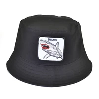 fashion panama bucket hats men women summer fishing hat shark embroidery animal hip hop cap bob hat