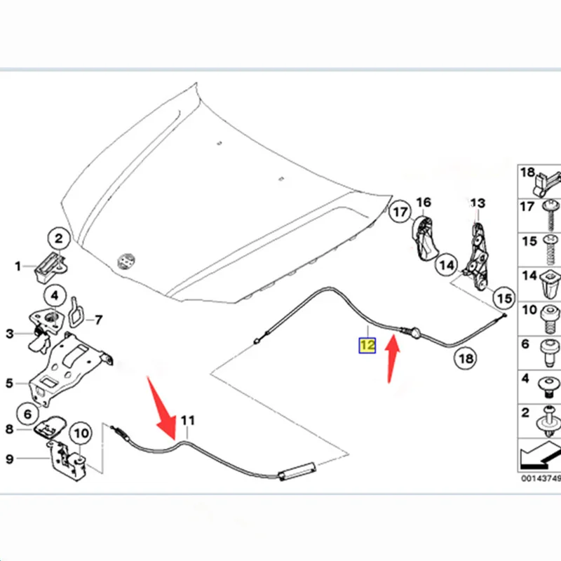 Передний Трос защелки капота 51237184603 для BMW E87 116i 118i 120i 130i|Капоты| |