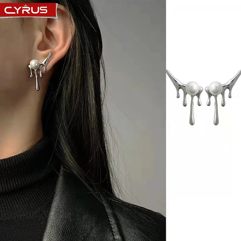 

Korean Pearl Earrings for Women 2021 Simple Metal Irregular Water Drop Stud Earring Cute Punk Fashion Jewelry Gift Pendientes