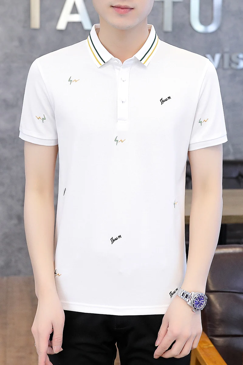 

2021 T-shirt Men's Short-sleeved T-shirt Summer Trend Lapel T-shirt With Collar Polo Shirt Half-sleeved Top Clothes