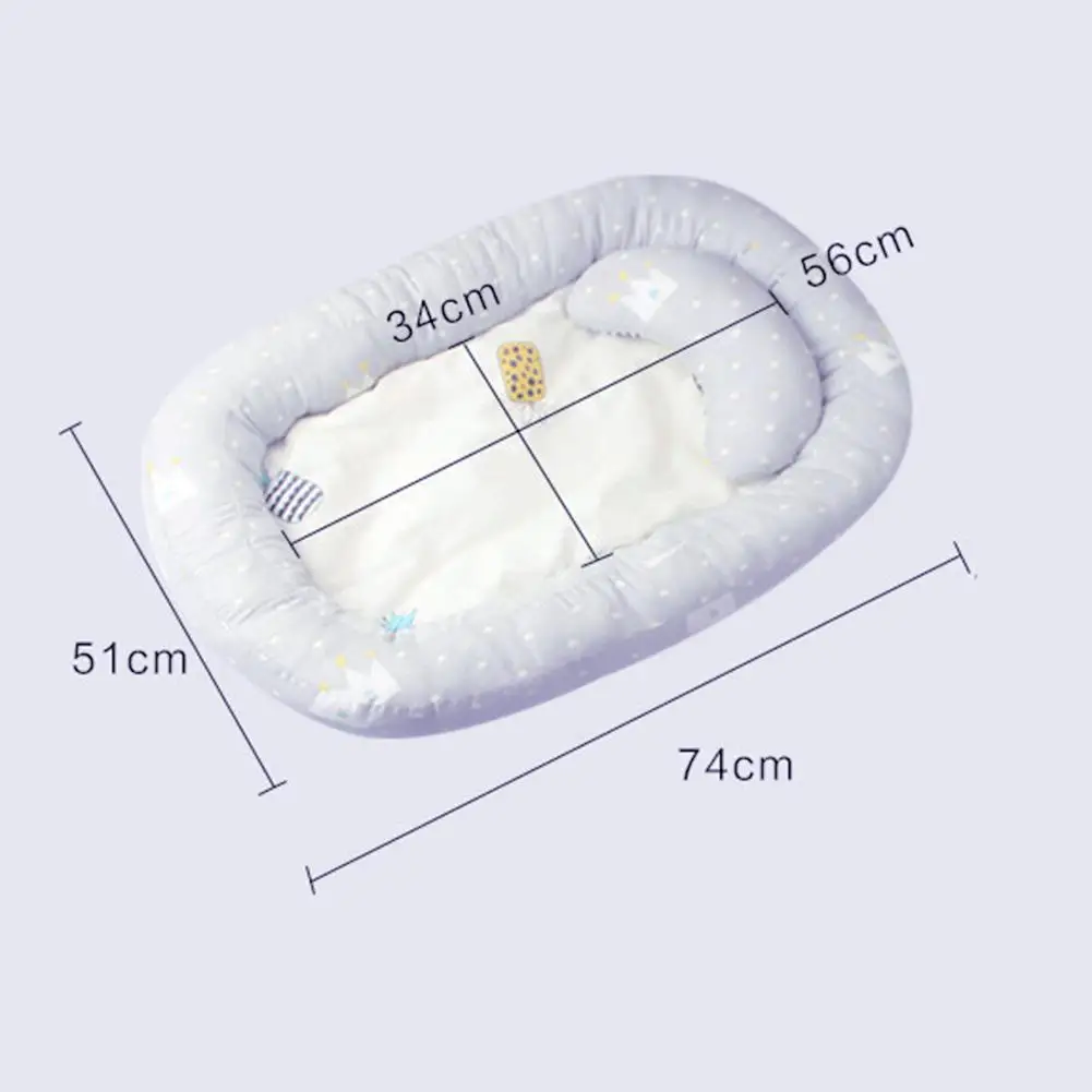 

Portable Baby Nest Bed Crib Removable Washable Protect Cushion with Pillow