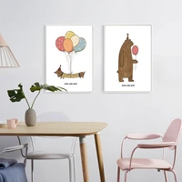 scandinavian modern poster natural canvas painting animals art print kids room nordic wall picture for living room home decor