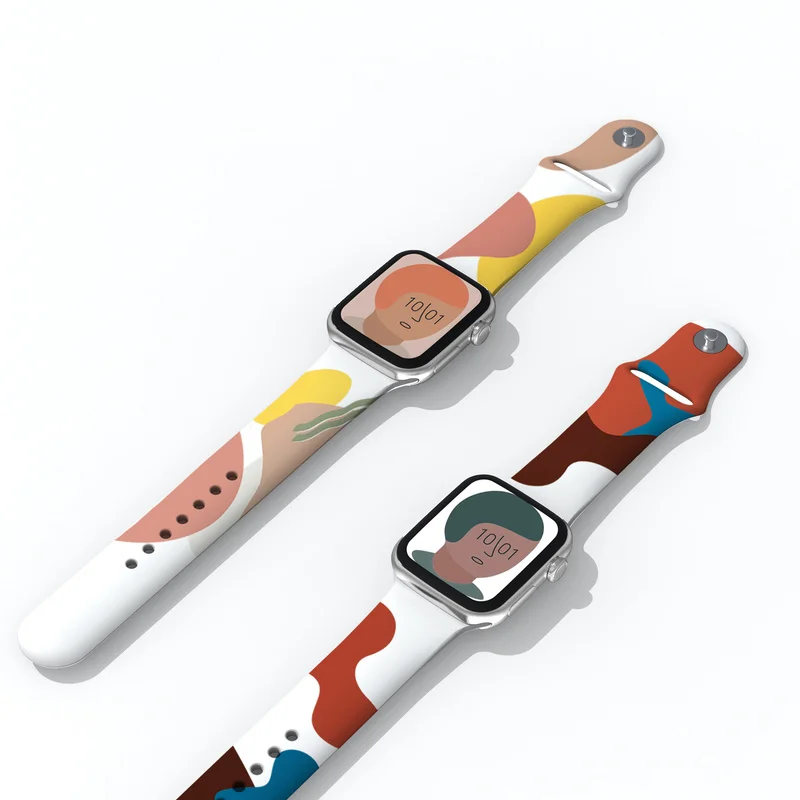 

Ремешок силиконовый для Apple Watch Band 38 мм 42 мм 44 мм 40 мм, модный спортивный браслет с художественным принтом для IWatch 6 5 4 3 2, браслет