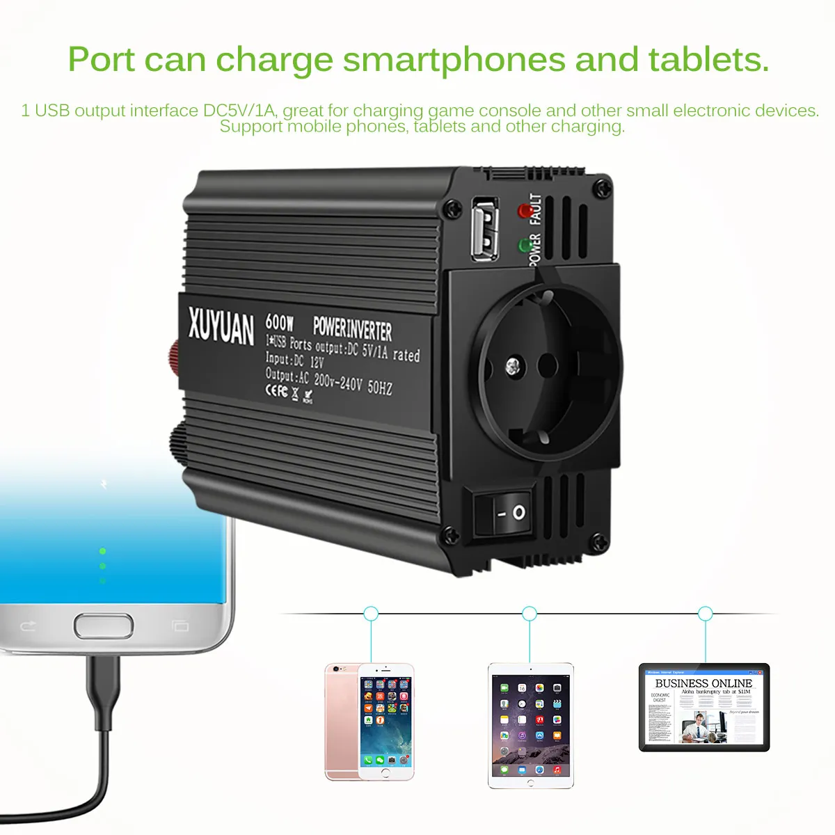 Автомобильный преобразователь напряжения 2019 Вт 12 В постоянного тока в 600