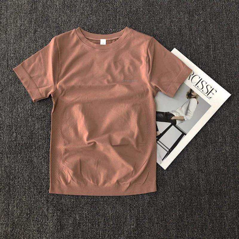 Новое поступление женская футболка для йоги с коротким рукавом дышащая