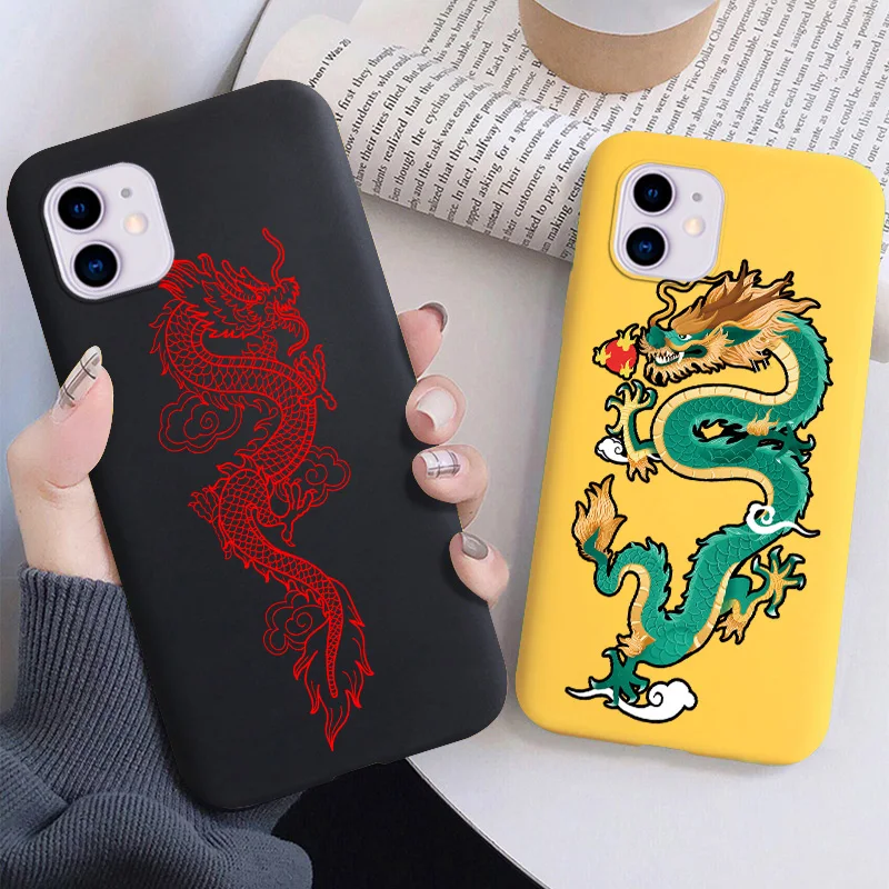 

Dragon Case For iPhone 11 Case DIY Painted Capa On iPhone 12 Pro Max XR SE 2020 X XS 7 8 6 6S Plus 5 5S Matte Silicone TPU Cover