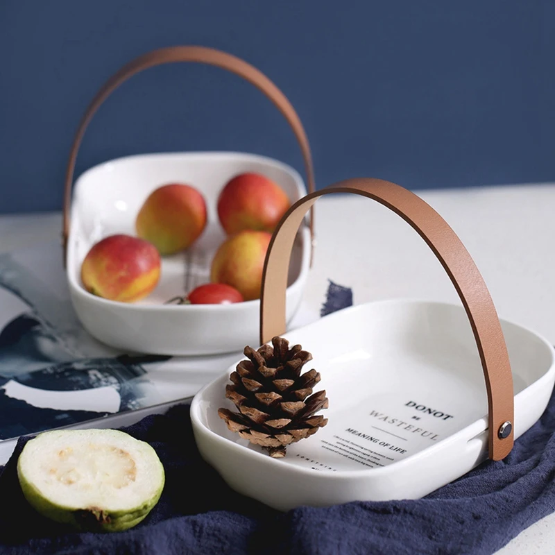 Уникальная Изысканная баночка для хранения в скандинавском стиле с кожаной