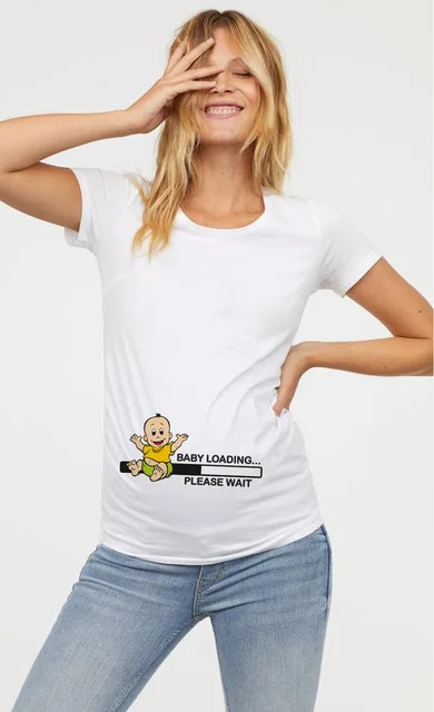 

Funny Tops Cute Baby Print O-Neck Short Sleeve Pregnant Tops Women Maternity Clothing Pregnant T Shirt Pregnancy Shirt