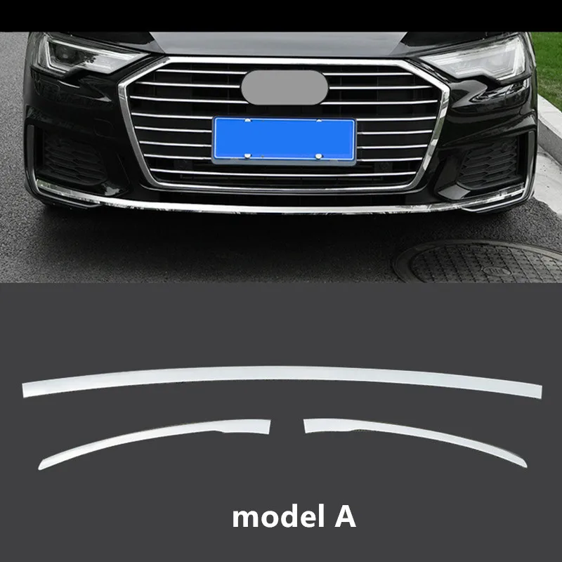 

Накладки на передний бампер из нержавеющей стали, 3 шт. для Audi A6 C8 2019, Стайлинг автомобиля, декоративные наклейки для головы, наклейки