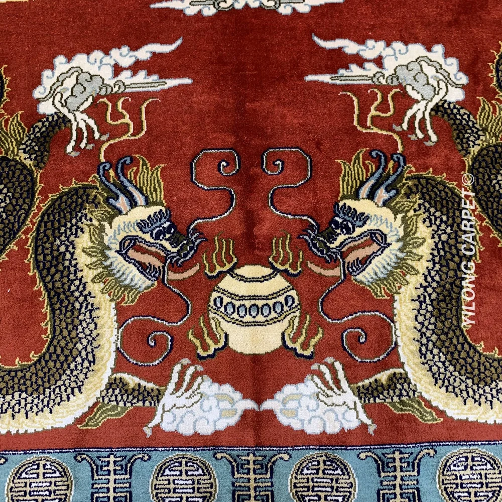 Yilong 2 'x 3' высокая плотность ковер Дракон гобелен красный маленький восточные