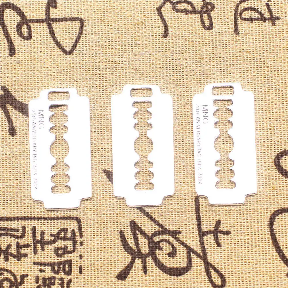 

12 шт., серебряные подвески с лезвием для бритвы, 19 х38 мм